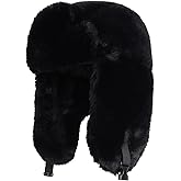 Ushanka Hat for Men Women Winter Cozy Plush Fur Russian Hat with Ear Flaps, Fluffy Furry Fuzzy Windproof Warm Trapper Hat