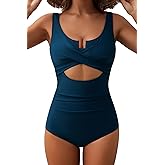 EVOCRCO Women's Underwire One Piece Swimsuits Tummy Control Bathing Suit Cutout Swim Suit Push Up Swimwear
