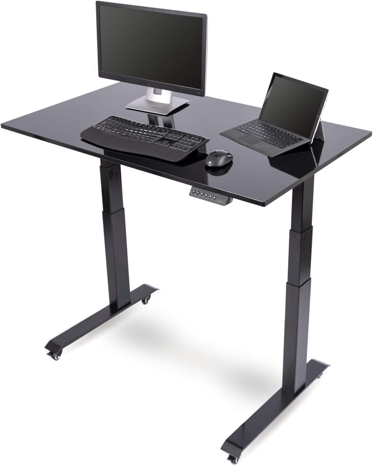 best standing desks on amazon on Amazon Com Electric Standing Desks 48 Inches Black Frame Gloss Black Top Furniture Decor