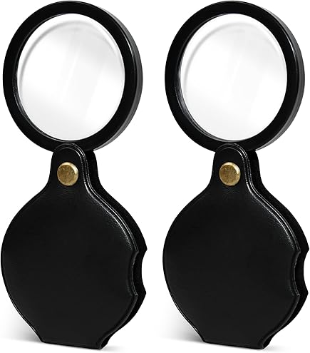 thumbnail interactive-video image 1 of 2-Pack Folding Pocket Magnifier With Glass Lens – 10x Magnification – Includes Case, Survival/Outdoor 1 of 3