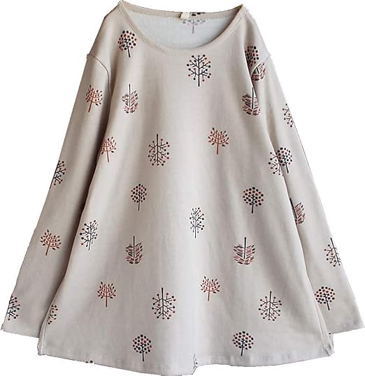 Amazon ワンピース レディース ゆったり ボタニカル柄 ニットソー チュニック きれいめ ロング 体型カバー 秋 冬 40代 50代 S2819 ワンピース チュニック 通販