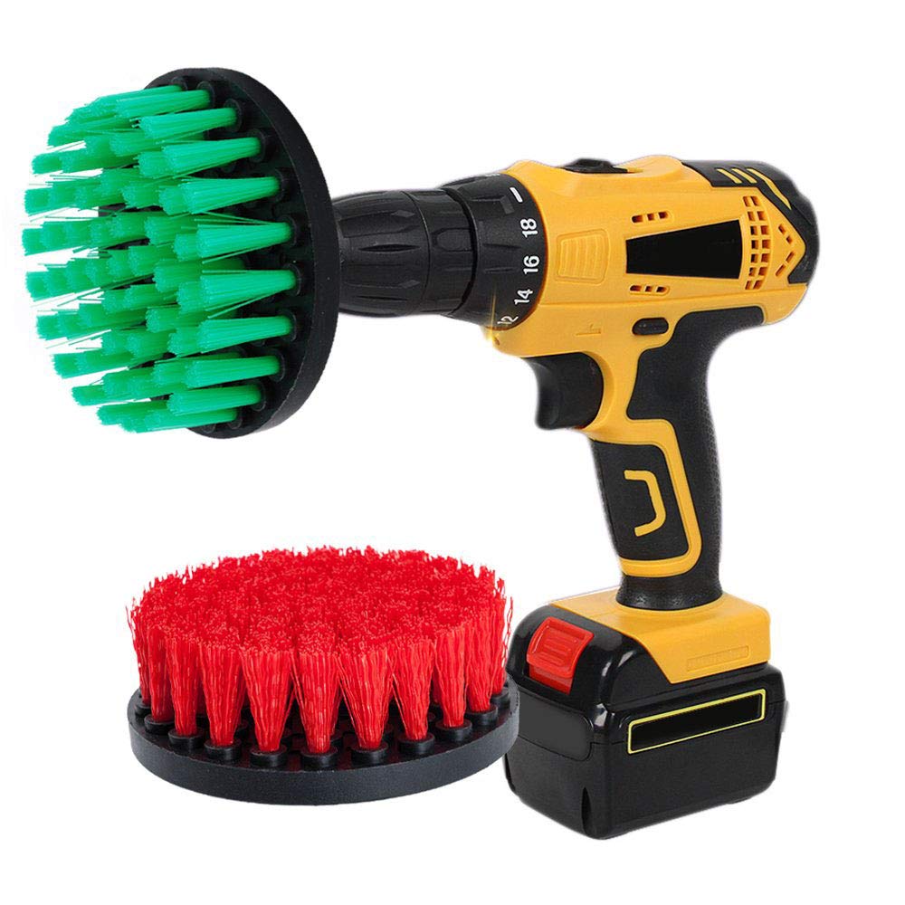 OxoxO Drill Brush - 4 inch Medium Stiffness Power Scrubbing Brush Drill Attachment for Cleaning Showers, Tubs, Bathrooms, Tile, Grout, Carpet, Tires, Boats