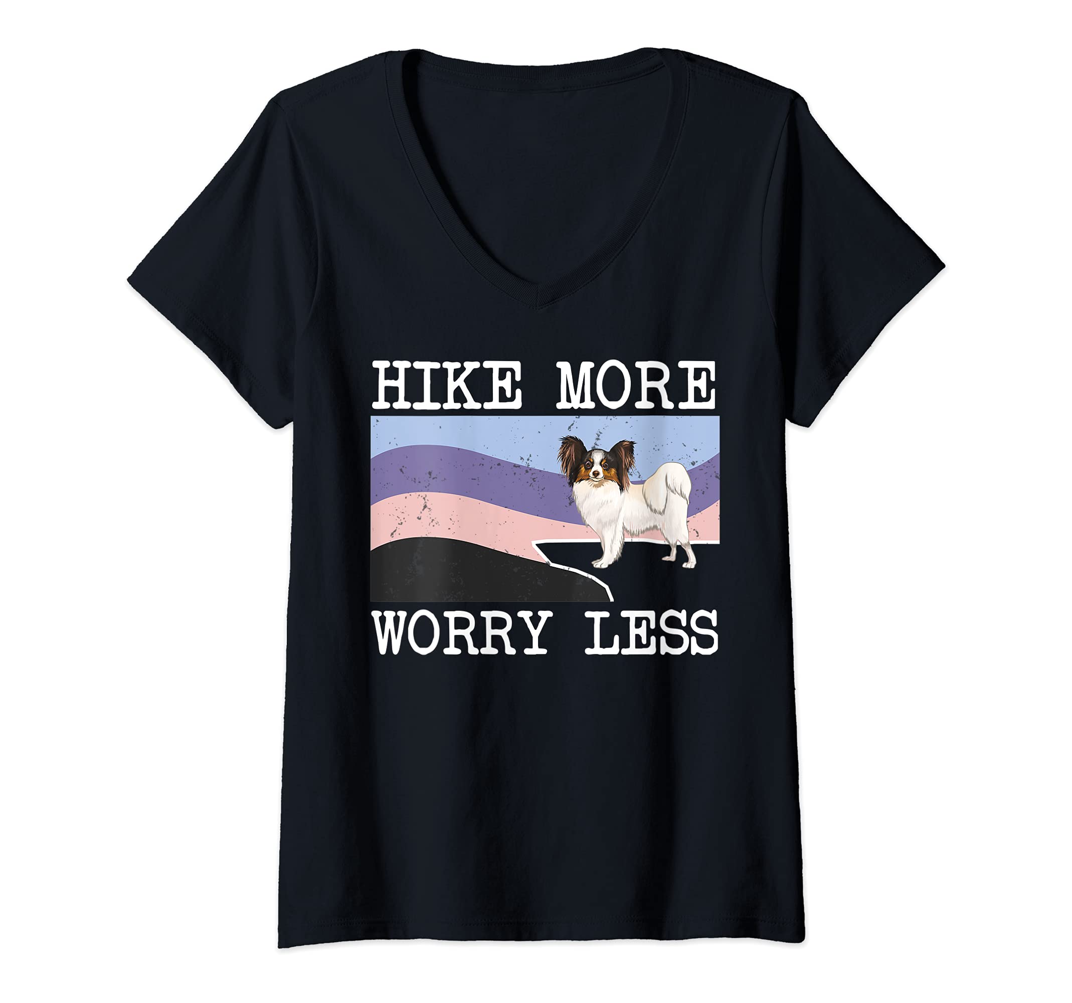 Womens Soft Coated Wheaten Terrier Hike More Worry Less Dog Hiking V-Neck T-Shirt