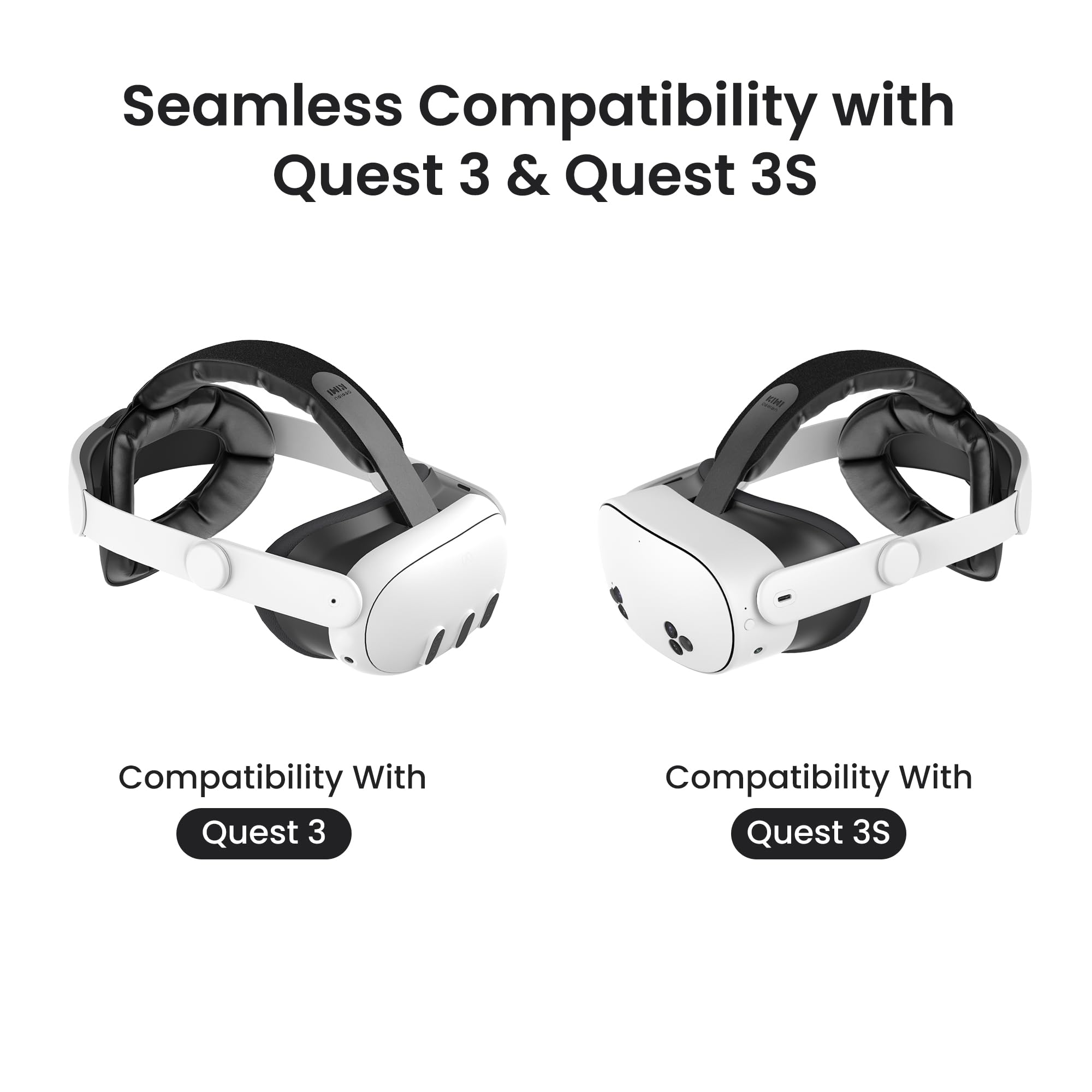 KIWI design K4 Head Strap, VR Headset Accessories for Meta Oculus Quest 3/3S, Non-Battery & Enhanced Support & Adjustable & Comfort Strap