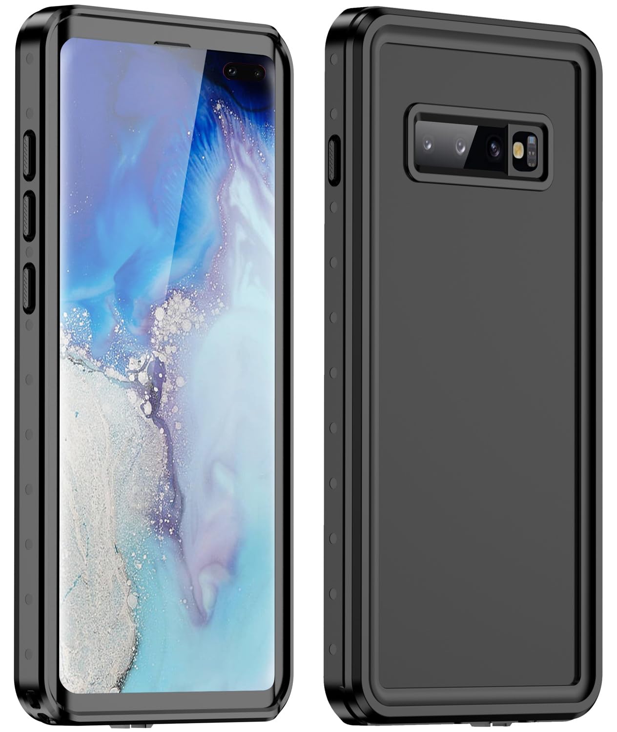Photo 1 of ibelief for Samsung Galaxy S10 Plus Case, Waterproof Case with Built-in Screen Protector, IP68 Underwater Case Shockproof Dustproof Full Body Protective Case for Galaxy S10 Plus (Black)