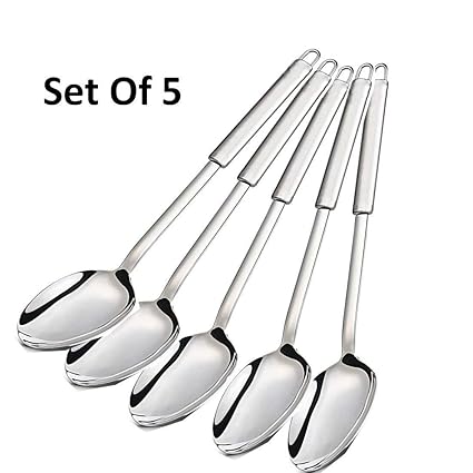 King International Stainless Steel Silver Serving Spoon, Set of 5 Pieces