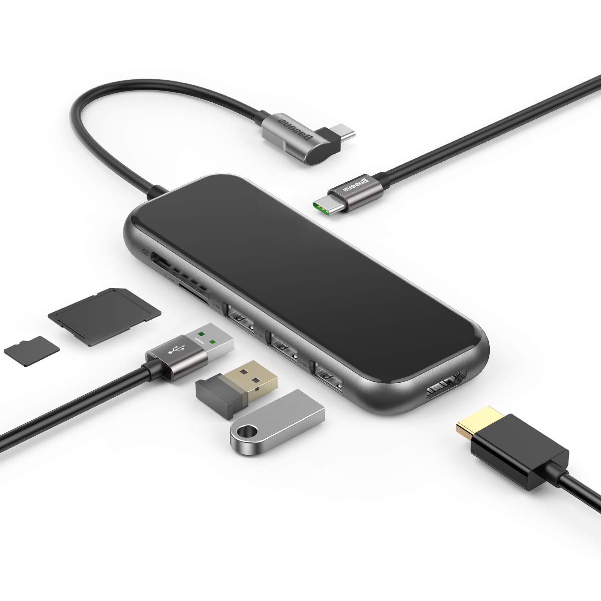 MacBook Pro USB C Hub Adapter, Baseus 7in1 Type C Adapter