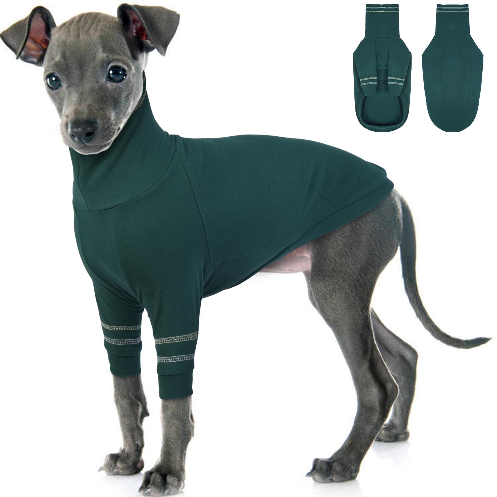 OUOBOB Greyhound Dog Sweater, Italian Coat for Small Dogs, Whippet Pullover Turtleneck Stretchy Knit Sweatshirt, Thermal Clothes Pajamas Sighthounds Jumpsuit for Cold Weather S
