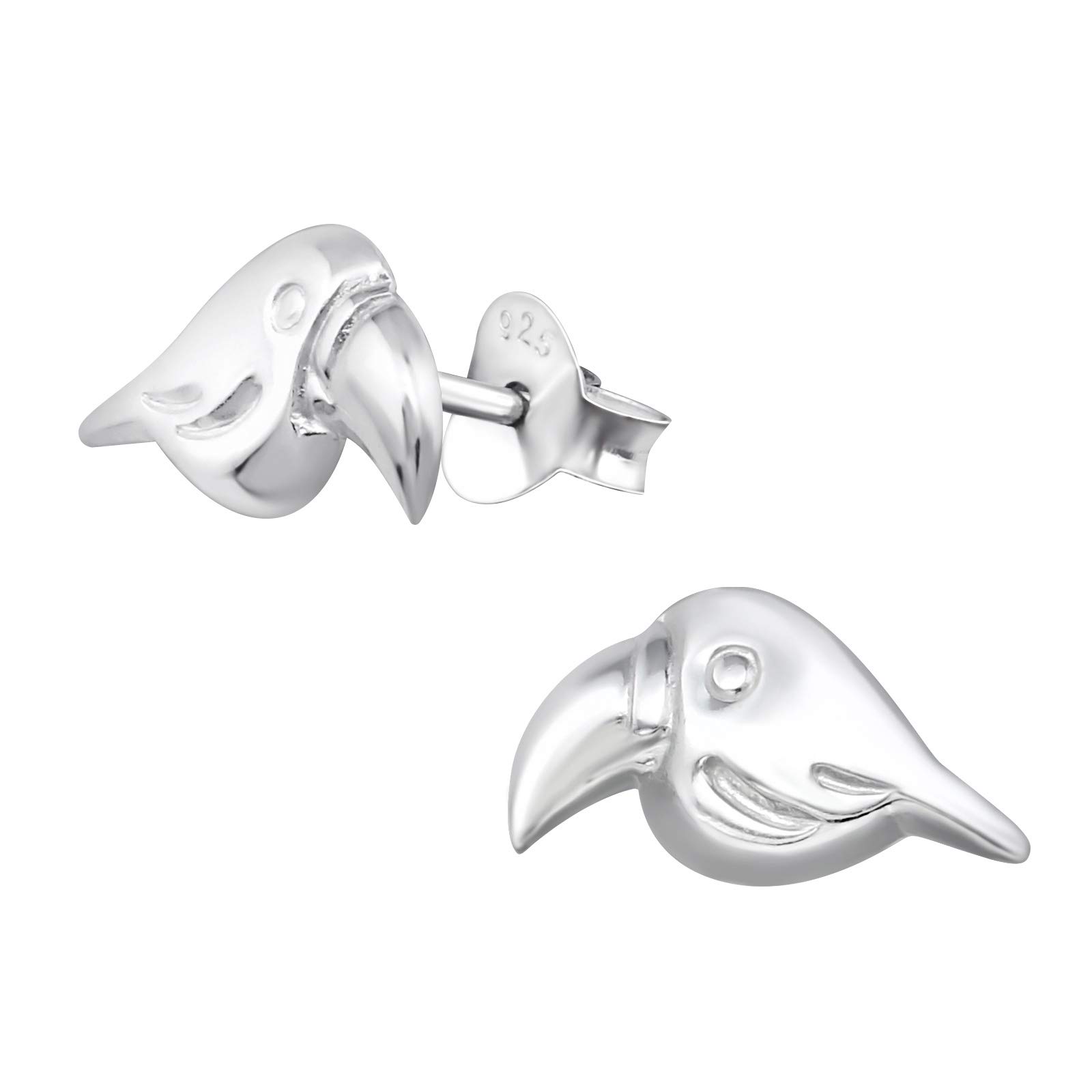 925 Sterling Silver Lightweight Hollow-Back Women 925 Sterling Silver Tucan Bird Stud Earrings for Women & Girls – Everyday Jewellery Gift Boxed