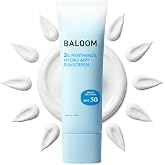 BALOOM Korean Sunscreen SPF 50 for Face, Broad Spectrum, No White Cast | Made in USA with Korean formula, 2% panthenol hydration, centella calming, airy finish for oily and deeper skin, under makeup