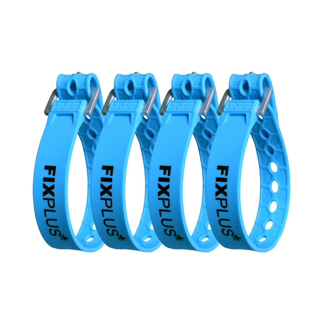 Fixplus CARGO_STRAP Pack of 4 - 35 cm x 2.4 cm Aluminum Buckle Strap for Securing, Attaching, Bundling and Lashing - Blue, Reusable, Durable, Heat & Cold Resistant