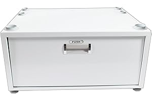 EQUATOR ADVANCED APPLIANCES Equator 24in Laundry Pedestal 11in tall + Rollout Storage Drawer Adjustable feet (White)