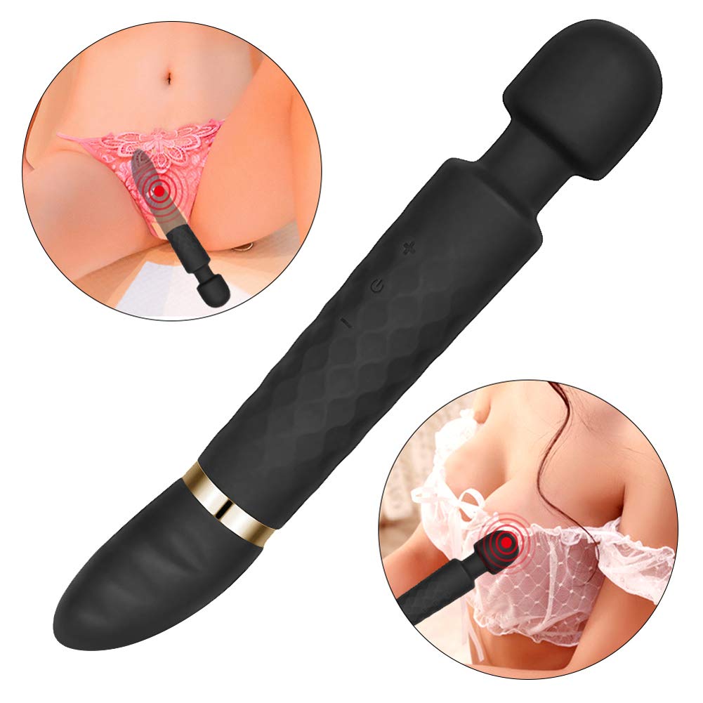 Silikon Vibratoren für sie Klitoris und G-Punkt Stimulator Massagestab, Wasserdicht Orgasmus Klitorisstimulator AV-Vibrator Stick für Paar, Frauen, Doppelkopf Magic Wand Massagegerät für Körper, Nacken, Schulter, Rücken, 12 Vibrationsmodi, 