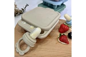 NORTHWAY ONESTORE Breastmilk Popsicle Molds Teethers & Freezer Tray wd 9 Molds Silicone Baby Fruit Feeder Pacifier Weaning Kit & Ice Cubes Tray Freezable Feeding Set Teething Purees (Beige (Food Feeder & Freezer Tray))