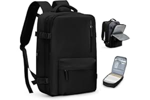 WONHOX Carry On Travel Laptop Backpack for Women Men, Flight Approved,Backpack, Travel Hiking Outdoor Sports Rucksack Casual Daypack Bag Backpack, Black Simple