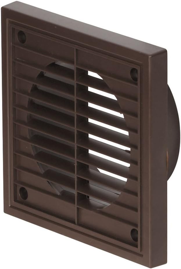 Airflow® External Wall Vent Cover - Brown Round Plastic Grille for 150mm / 6" Ducting - Weatherproof Air Outlet - 187mm x 187mm