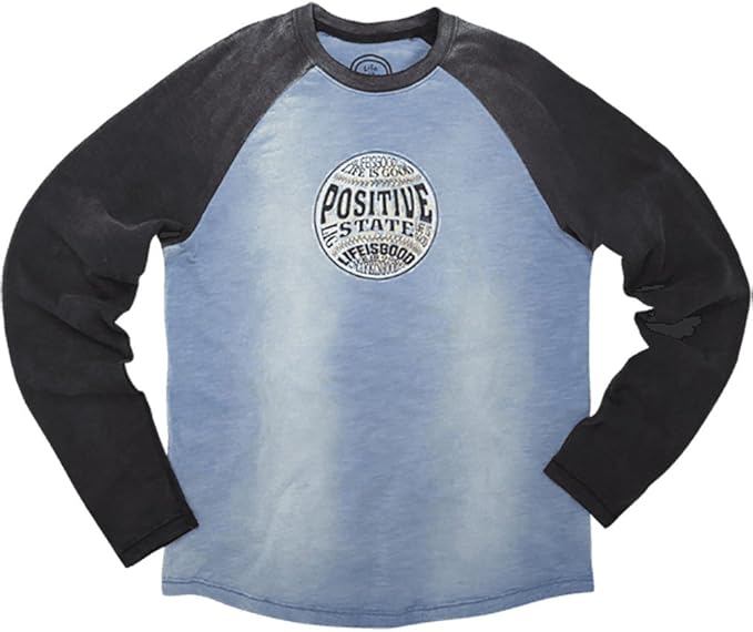 Life is good Men's Positive Baseball Tee, Extra Blue, Large