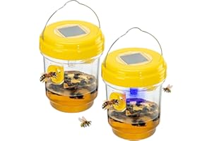 Wasp Traps Outdoor Hanging 2 Pack Wasp Killer Solar Powered - Yellow Jacket Trap - Portable Waterproof Wasp and Hornet Trap B