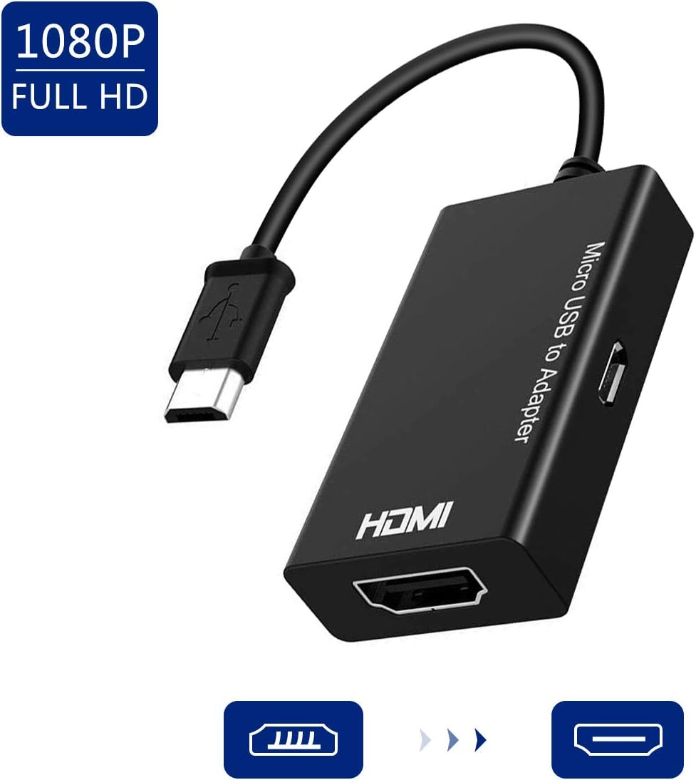 MHL Micro USB to HDMI Cable, Micro USB to HDMI 1080P Video Graphic Converter for Samsung Galaxy S5, S4, etc Phones with MHL Function (Black)