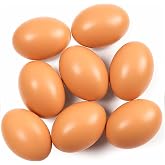 SallyFashion 8PCS Wooden Fake Eggs, Dummy Nest Eggs | Fake Chicken Eggs for Encouraging Laying Hens, Egg Decorating. Great for Home Decor, Craft projects, and Pretend Kitchen Play