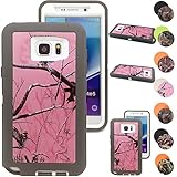 Kecko® Heavy Duty Defender Series Natural Tree Camo Shockproof Impact Resistant Hybrid Rugged Builders Workman Body Protective Case Skin w/ Built-in Screen Protector for Samsung Galaxy Note 5 (P-Gra)
