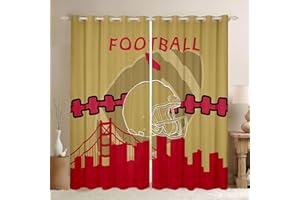 Erosebridal Football Curtains 42x63 inch,Sports Window Curtains for Boys,American Football Window Treatments,Rugby City Shade