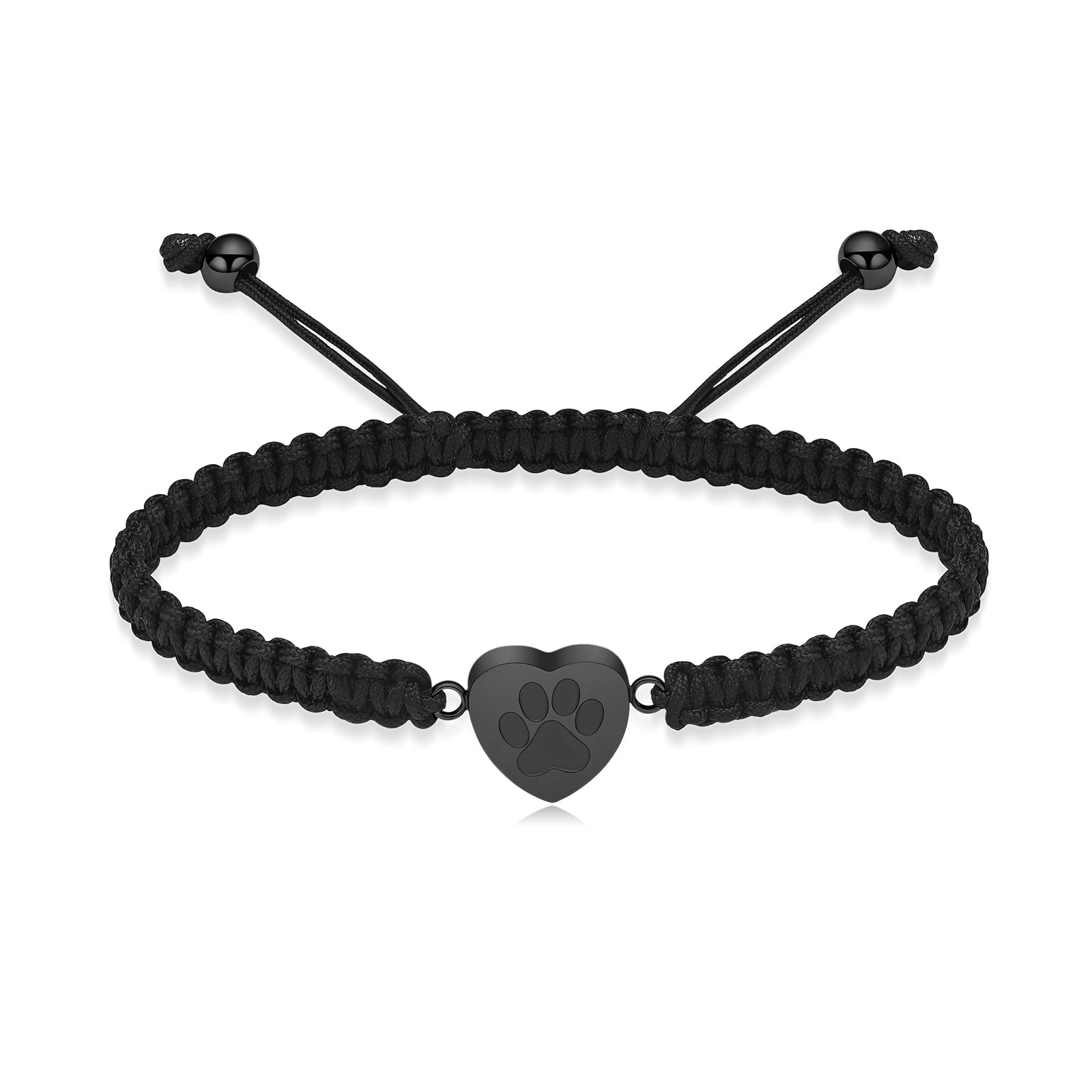 QGJNSGC Cremation Urn Bracelet for Ashes Heart Paw Print Bracelet Memorial Keepsake Jewelry Braided Wristband Bangle Pet Dog Cat Adjustable Bracelet for Women Gift for Pet Ashes — image 1