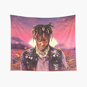 AGARO Jui-c-e Wr-ld Tapestry Poster, Boutique Aesthetic Rapper Tapestry Wall Hanging Wall Decorations for Living Room Bedroom Home Decor (60 x 51 in)