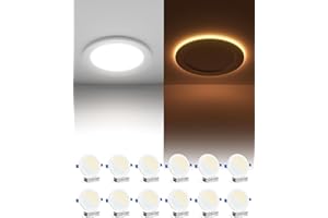 Ensenior 12 Pack 6 Inch LED Recessed Ceiling Light with Night Light, Dimmable, 2700K-5000K 5CCT, 1050LM 12W 120V, High Brightness Canless Wafer Downlight - FCC