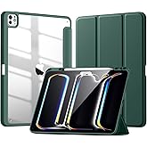 New Compatible with iPad Pro 13 inch Case M5 2025/M4 2024 with Built-in Pencil Holder, Kidopire for iPad Pro 13 Case with Hard Clear Back Shell, Support Pencil Pro, Auto Wake/Sleep, Pine Green