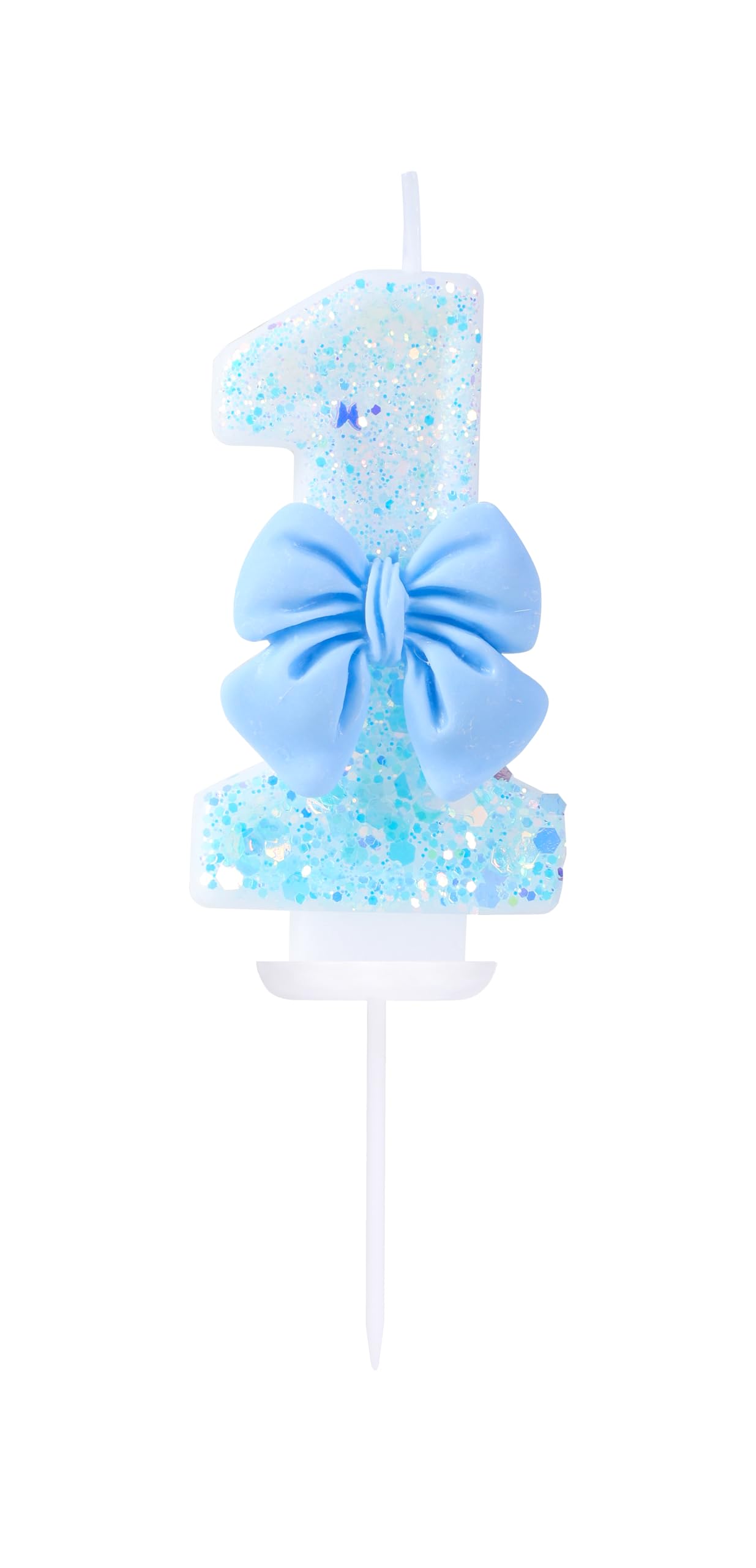 Photo 1 of EAKE Birthday Candles 1 Blue Bow Number 1 Cake Candles, Baby 1st Cake Topper Decorations for Kids Pets Pastel Birthday Party Supplies (Number 1)