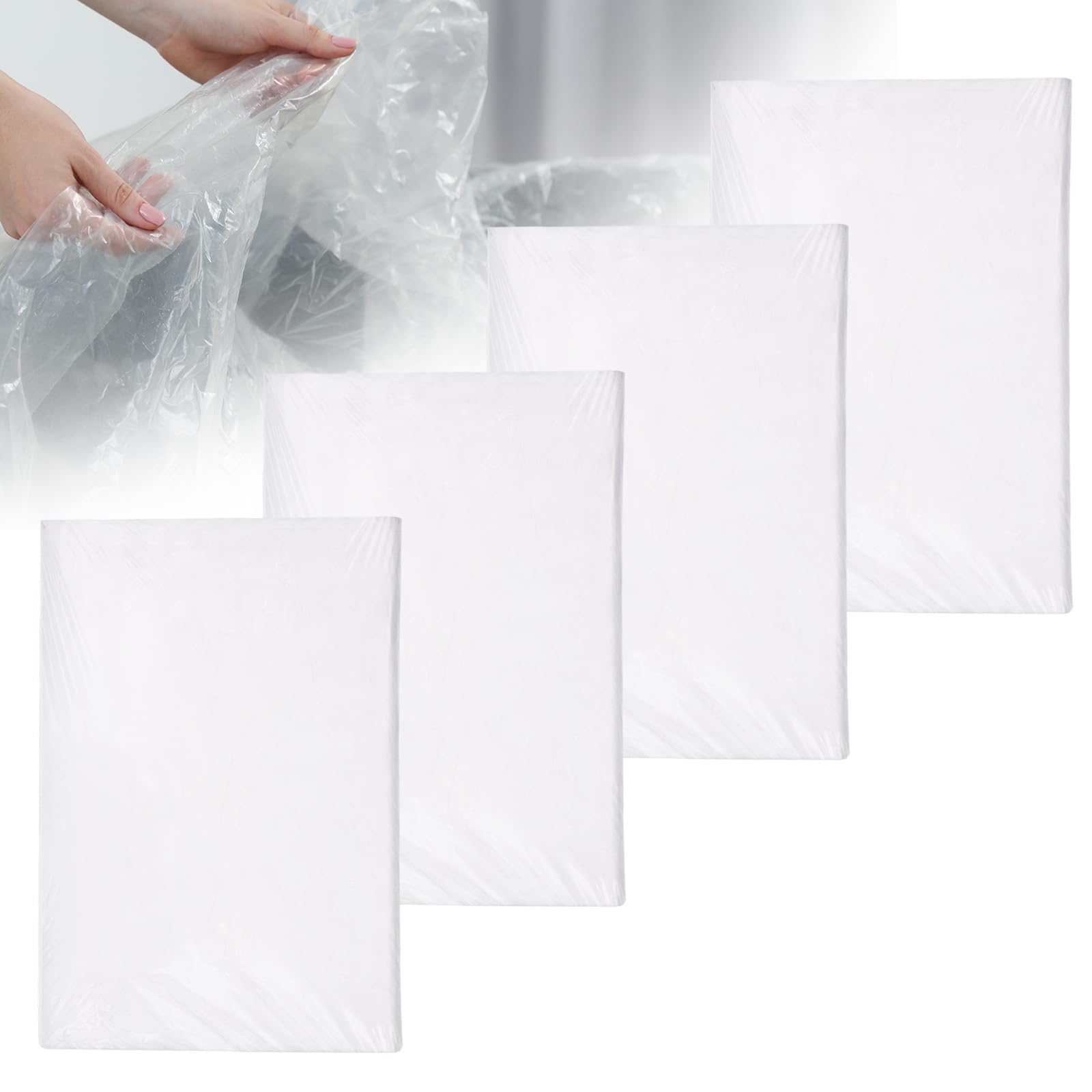 TranRantic 4 Pack Large Dust Sheets, Plastic Dust Sheets for Decorating, Water Proof Plastic Sheet, Dust Sheets for Painting & Furniture