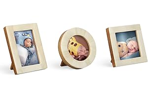 Handicrafts Home Baby Picture Frame for Newborn Girls and Boys Shower - Birthday Gifts Vintage Photo Frames Set of 3 Pieces (White)