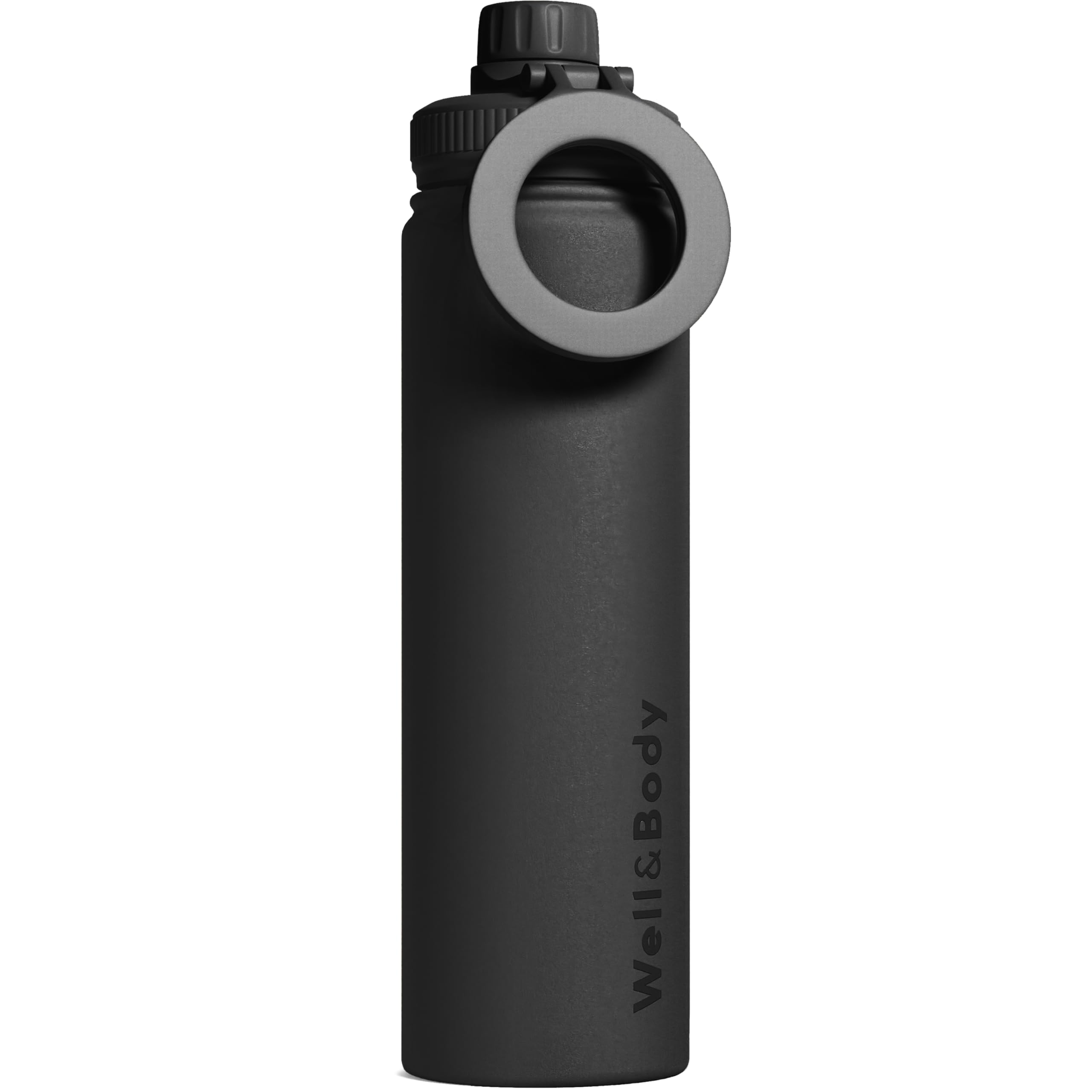 Magnet’O WELL & BODY Magnetic 750mL Insulated Water Bottle with Magnetic Phone Holder Compatible with MagSafe | Stainless Steel, BPA-Free | Tripod Bottle for Selfie Fitness & CrossFit [BLACK]