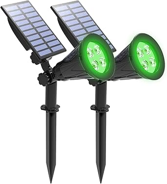 Verde Luces solares para jardín, T-SUNRISE 4 LED Proyector solar ...