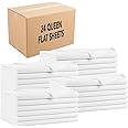 Arkwright Bulk Queen Flat Bed Sheets - Case of 24 - Soft Cotton Blend 200 Thread Count Top Sheet only, Hotel Collection Bedding Essentials for Hotels, Guests, and Vacation Rentals, White