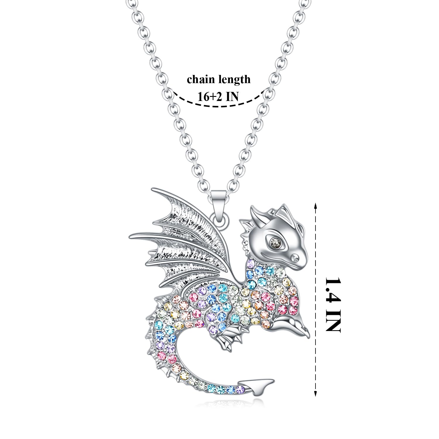 luomart Dragon Dinosaur Necklace Birthday Gifts for Girls,Dragons Dinosaurs Pendant Necklaces Jewelry for Women