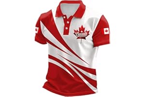 Mens Canada Polo Shirt Vintage Canadian Maple Leaf Flag Graphic Golf Shirts Summer Casual Patriotic 1st July T-Shirt Tee Tops