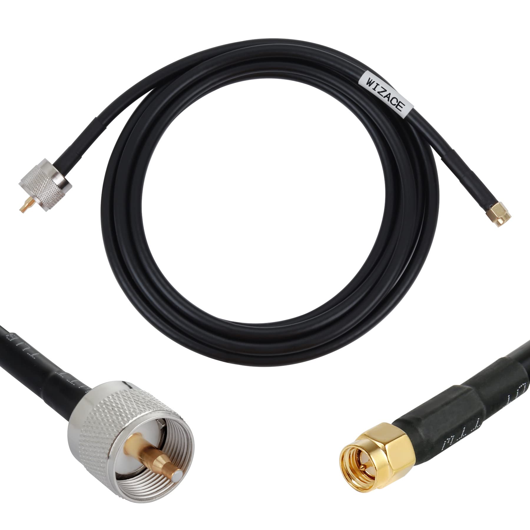 Photo 1 of WIZACE 10 ft SMA Male to PL259 UHF S-MR240 Extension Cable (50 Ohm), Pure Copper Coaxial Cables for RF Applications,Antenna Analyzer,Handheld HAM & CB Radio,SWR Meter,Dummy Load