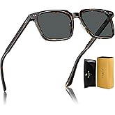 CARFIA Retro Cool Acetate Sunglasses for Men Polarized UV Protection, Trendy Square Male Sunnies Outdoor Driving Eyewears