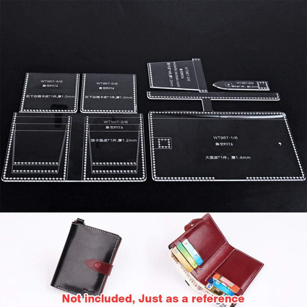 WUTA Men's Bifold Vertical Wallet Template Leather Clear Acrylic Pattern Model for DIY Making Thin Short Purse Leather Tools WT967