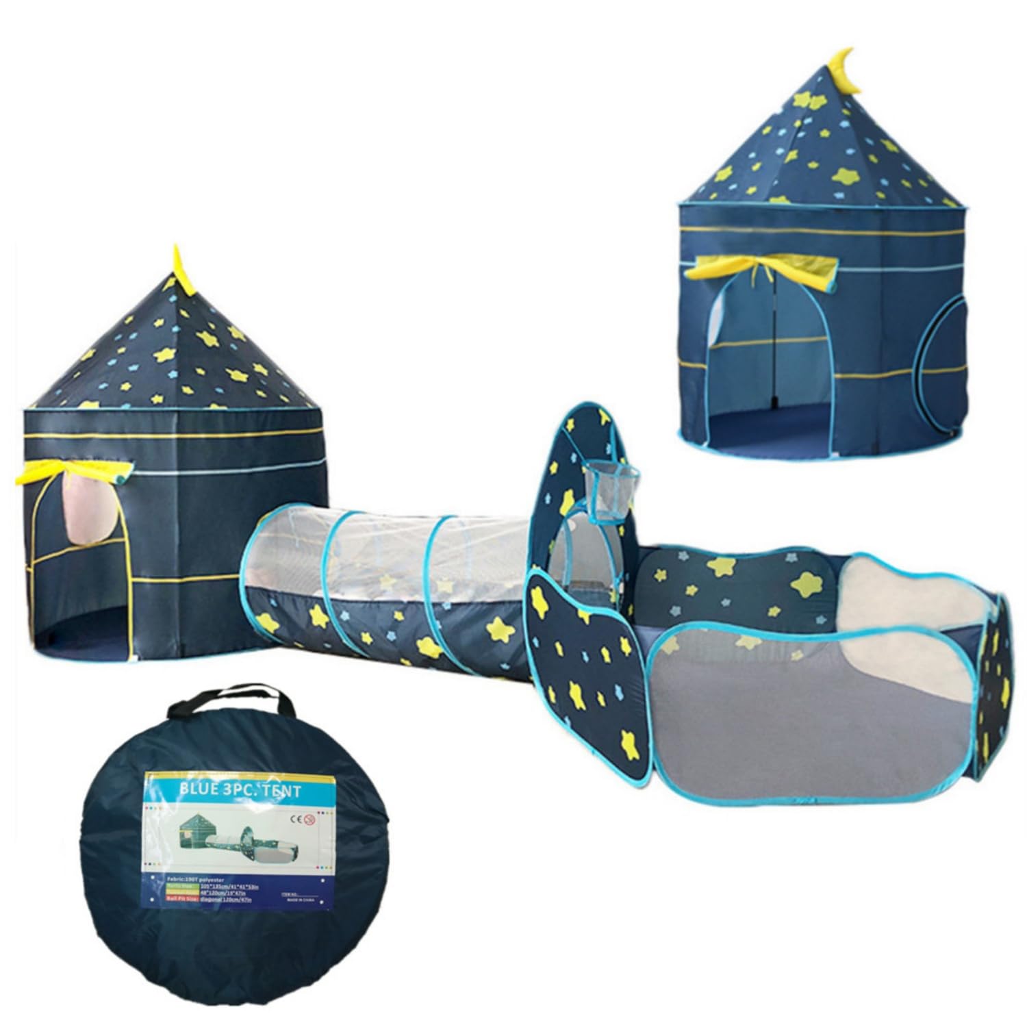 Benebomo Kids Play Tent and Tunnel, Toddlers Tunnel Playhouse Ball Pit, 3-in-1 Garden Playhouse Tent for Boys Girls Indoor/Outdoor