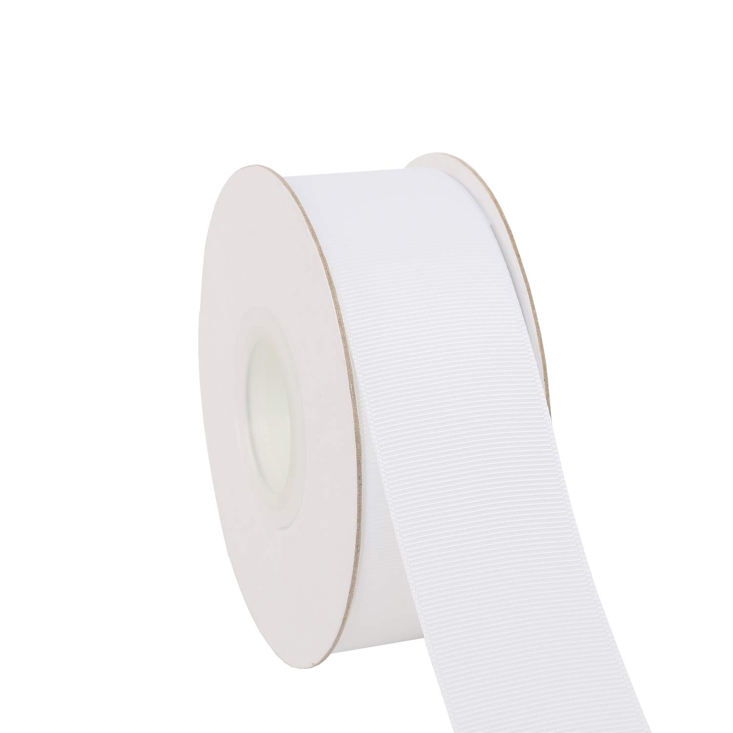 Ribbonitlux 38mm Wide Solid Grosgrain Ribbon 22 Meters (029-White, Set for Gift Wrapping, Party Decor, Sewing Applications, Wedding and Craft
