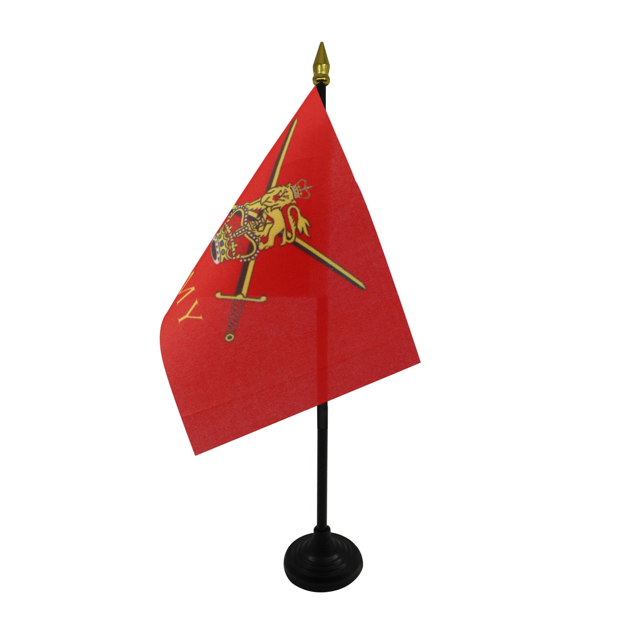 AZ FLAG - British Army Table Flag 4'' x 6'' - Army of United Kingdom Mini Desk Flag 100% Polyester 15 x 10 cm - Office Mini Banner with 10'' Pole - Golden Spear