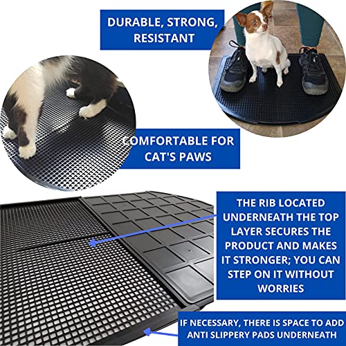 DzelCat SpreadZtrap Cat Litter Mat Unique Disinfectable Plastic Litter Catcher Tray for Cats