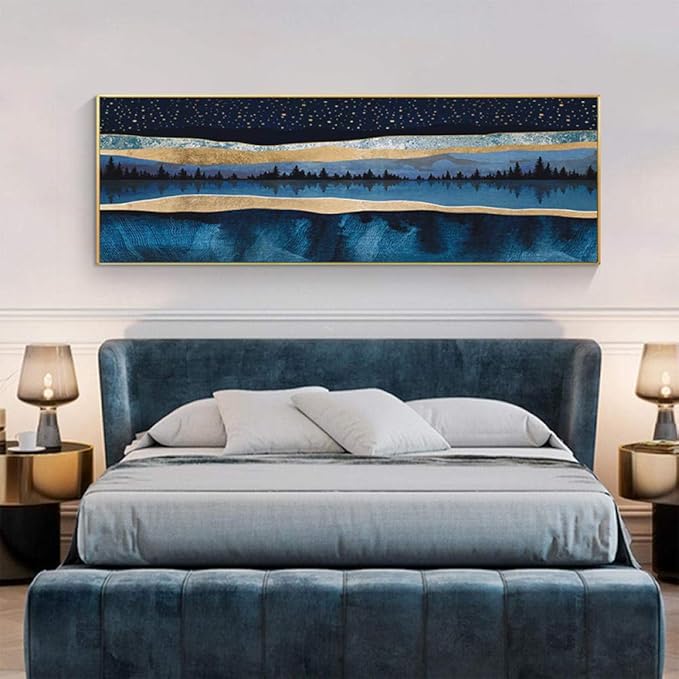 Cartel e impresiones del paisaje del árbol del lago del cielo natural