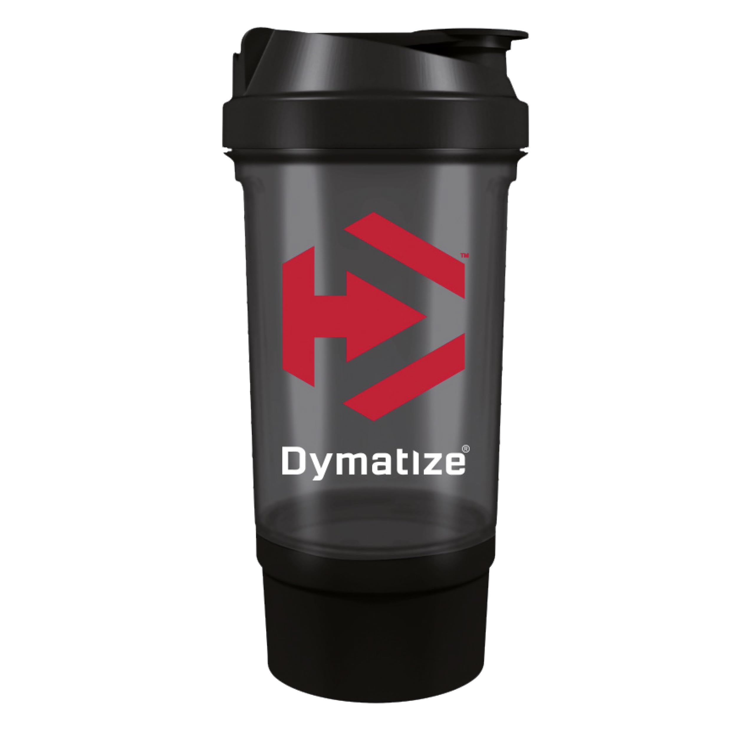 Dymatize Protein Shaker Bottle 500ml with supplement storage compartment – Including Strainer for Lump-free Shakes – Leak-Proof & Dishwasher safe, BPA & DHEP free
