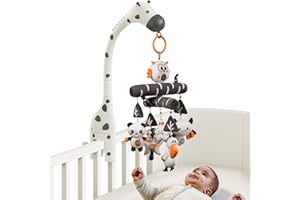 TUMAMA KIDS TUMAMA Baby Crib Mobile, Nursery Musical Mobile with Remote Control,Projection Night Light, Music and White Noise, Mute Spin Motor Nursery Sensory Toys for Infant 0 3 6 9 Month Newborn Xmas Gift