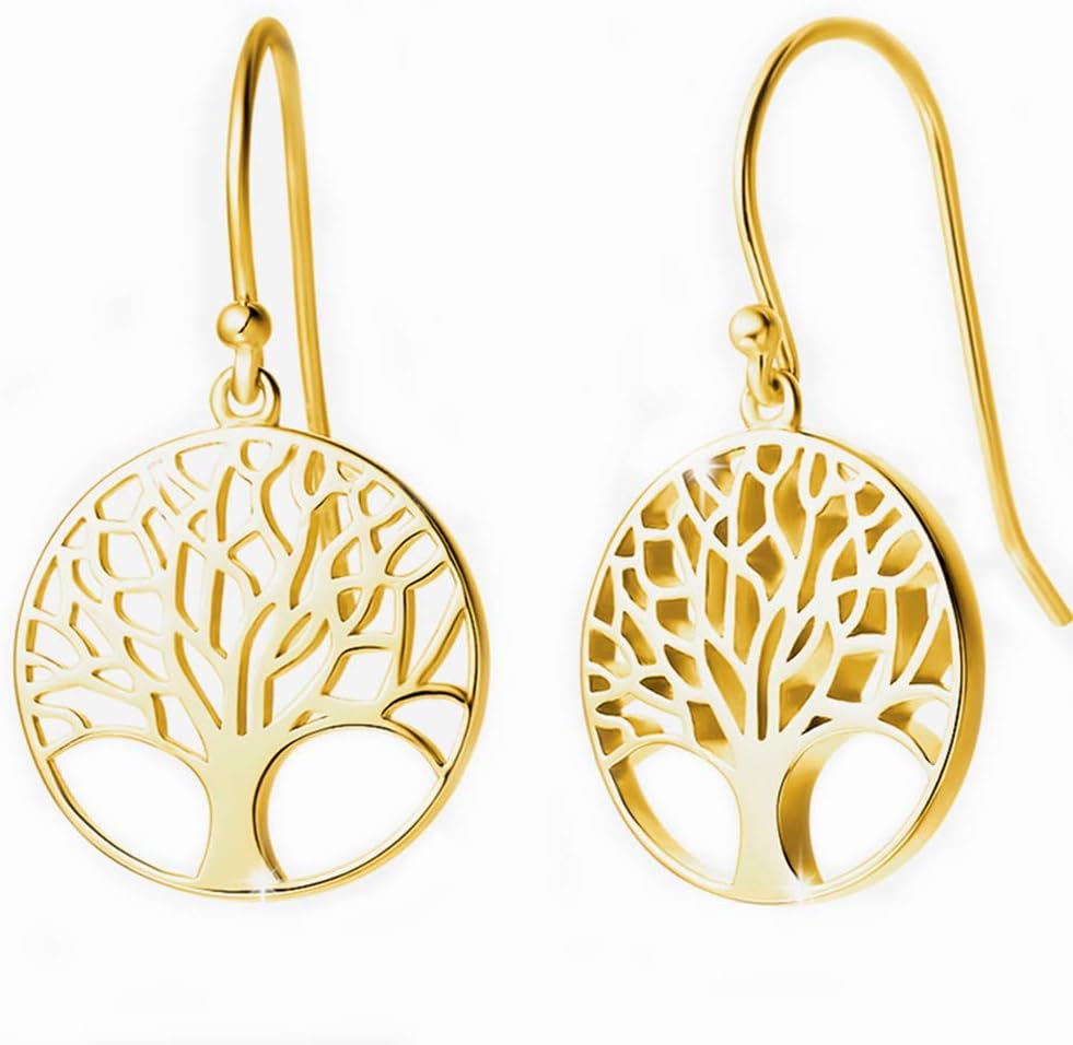 Tree of Life Necklace Bracelet Earrings Mother's Day Gifts for Mom Grandma Gold Filled Sterling Silver Family Tree Jewelry Sets for Women Teen Girls Lover with Jewelry Box