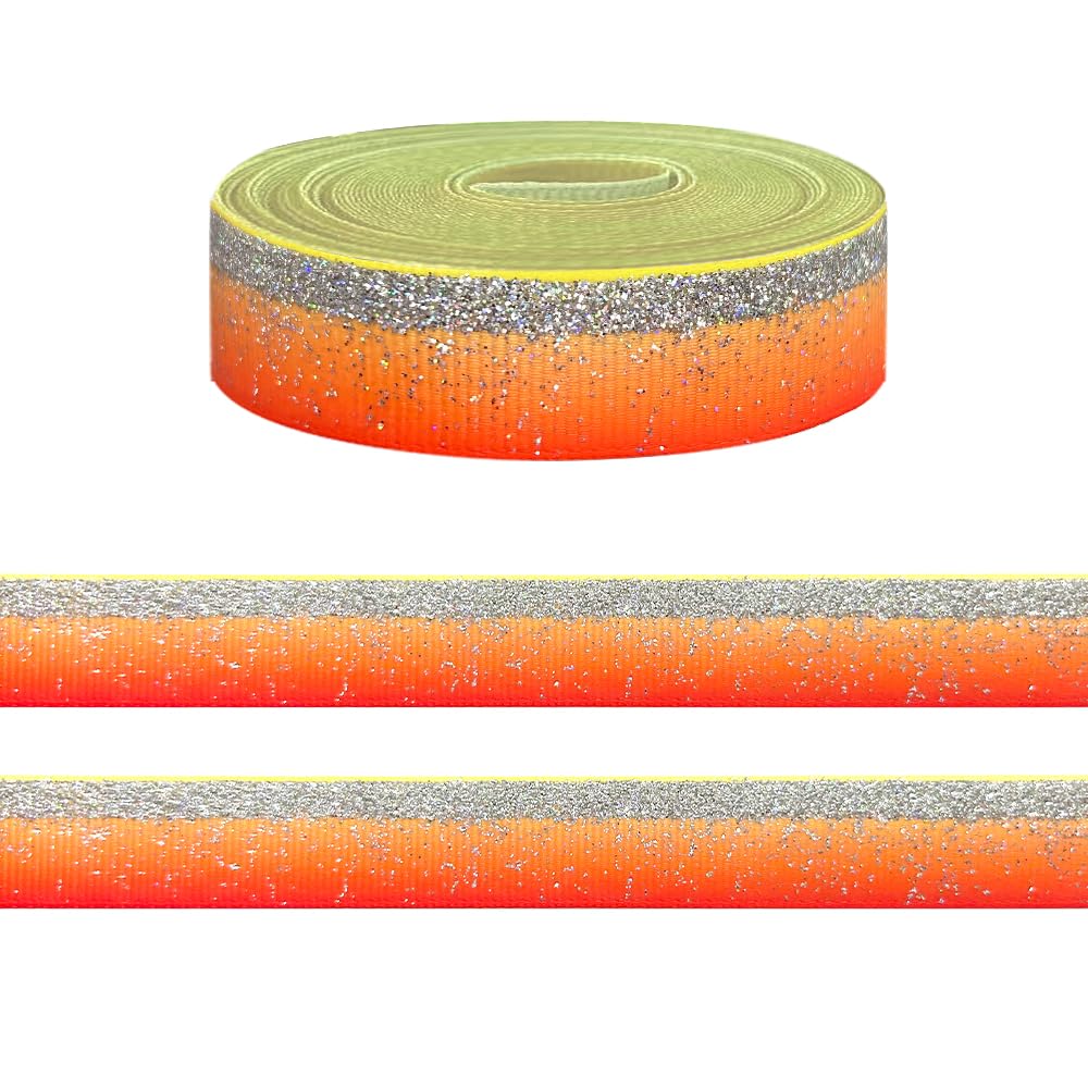 Photo 1 of 10 Yards Sparkling Gradient Orange Ribbon for Crafting Sewing, 5/8 Inch Wedding Birthday Ribbons for Gift Wrapping, Easter Carnival Ribbons for Hair Bow Accessories